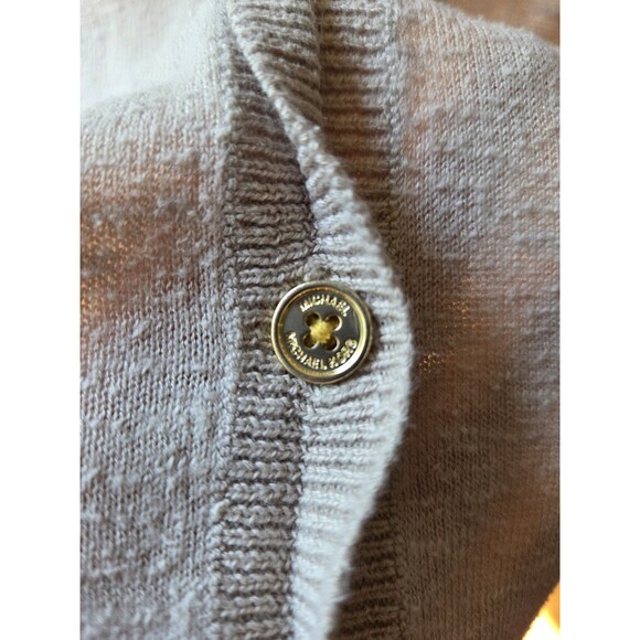 Michael Kors Beige Button Up Long Sleeve Sweater with Roll Tab Sleeves, Large - Picture 7 of 8